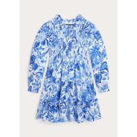 Ralph Lauren 'Floral Smocked' Kleid mit langen Ärmeln für Kleine Mädchen