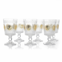 Evviva Detroit Gold Set of 6 Transparent Wine Glasse