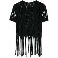 Pinko T-shirt 'Fringed Open-Knit' pour Femmes
