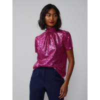 New York & Company 'Mock Neck Sequin Embellished' Kurzarm Top für Damen