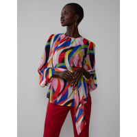 New York & Company Women's 'Abstract Tie Waist' Long Sleeve Blouse