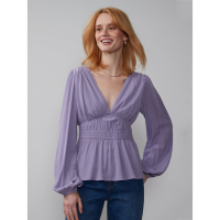 New York & Company Women's 'Shirred Waist' Long Sleeve Blouse
