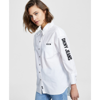 DKNY Jeans Women's 'Embroidered-Logo' Shirt