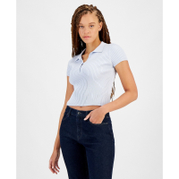 Calvin Klein Jeans Women's 'Ribbed Quarter-Button' Polo Shirt