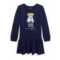 Polo Ralph Lauren 'Polo Bear' Kleid mit langen Ärmeln für kleinkind & kleine Mädchen