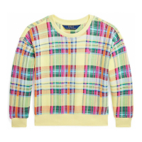 Polo Ralph Lauren 'Plaid French Terry' Pullover für kleinkind & kleine Mädchen