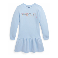 Polo Ralph Lauren 'Fair Isle Logo' Kleid mit langen Ärmeln für kleinkind & kleine Mädchen
