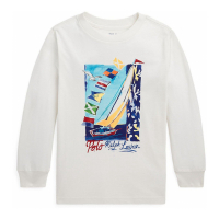 Polo Ralph Lauren 'Sailboat' Langärmeliges T-Shirt für Kleinkind & Kleiner Junge
