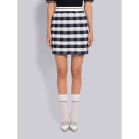 Thom Browne Mini Jupe 'Gingham Inlay Stipe Side Pleat' pour Femmes