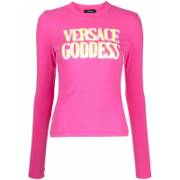 Versace T-Shirt manches longues 'Slogan Long-Sleeve T-Shirt' pour Femmes