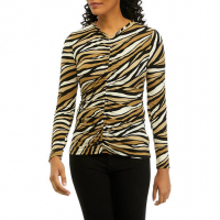 Michael Kors Women's 'Abstract Ruched' Long Sleeve top