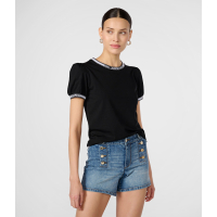 Karl Lagerfeld Women's 'Puff Sleeve Ribbed Trim' T-Shirt