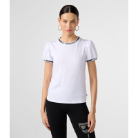 Karl Lagerfeld Women's 'Puff Sleeve Ribbed Trim' T-Shirt
