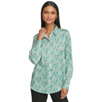 Karl Lagerfeld Women's 'Printed Roll-Cuff Button-Front' Shirt
