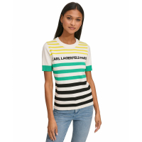 Karl Lagerfeld Paris 'Multi-Color Striped Logo' Kurzarm Pullover für Damen