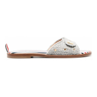 Thom Browne Women's 'Embossed-Button Tweed' Flat Sandals