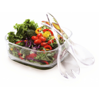 Aulica Square Salad Bowl And Salad Set Acrylic