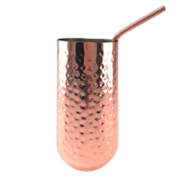 Aulica Glass With Straw Copper Plated