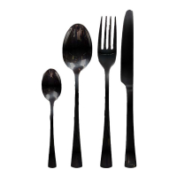 Aulica 24 Pieces Cutlery Set Shiny Black Color Service For 6