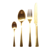 Aulica 24 Pieces Cutlery Set Mat Gold Color, Service For 6