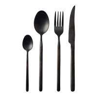 Aulica 24 Pieces Cutlery Set Black Mat