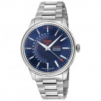 Gevril Men's Guggenheim Automatic 316L Stainless Steel Blue Dial, 316L Stainless Steel Satin and Polished Bracelet.
