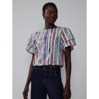 New York & Company 'Flutter Sleeve Striped Open Back' Top für Damen