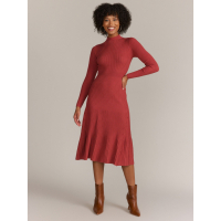 New York & Company Women's 'Flying Tomato Long Sleeve Pleated Ribbed' Midi Dress