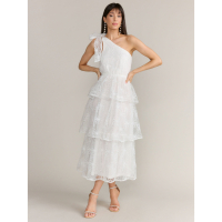 New York & Company Robe à une épaule 'Just Me Tiered Floral Dot' pour Femmes