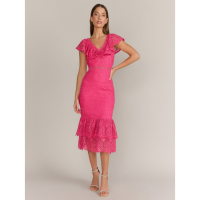 New York & Company Women's 'Just Me Ruffled V Neck Crochet Sheath' Sleeveless Dress