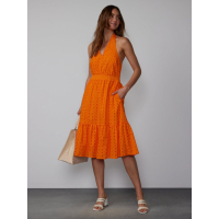 New York & Company 'Halter Neck Eyelet Smocked Back' Midi Kleid für Damen