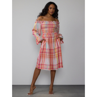 New York & Company Robe Midi 'Sunset Seersucker Plaid' pour Femmes