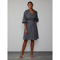 New York & Company Robe Midi 'Short Sleeve Striped Wrap' pour Femmes