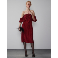 New York & Company Robe 'Puff Sleeve Plisse Tube' pour Femmes