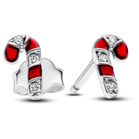 Pandora Women's 'Sparkling Red Candy Cane Stud' Earrings