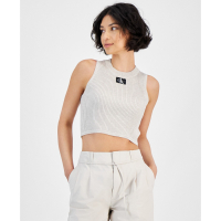 Calvin Klein Jeans 'Ribbed Angled-Hem Logo' Crop Top für Damen