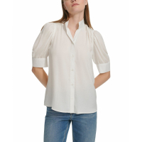 Calvin Klein Jeans 'Charmeuse Stand-Collar' Kurzärmeliges Hemd für Damen