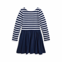 Polo Ralph Lauren Kids 'Striped Stretch Ponte' Kleid mit langen Ärmeln für kleinkind & kleine Mädchen