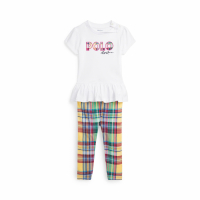 Polo Ralph Lauren Kids T-shirt & Leggings 'Logo & Plaid' pour Bébés filles