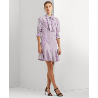 LAUREN Ralph Lauren Women's 'Striped Broadcloth Tie-Neck' Shirtdress