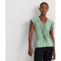 LAUREN Ralph Lauren Women's 'Ruffled Flutter-Sleeve' Short sleeve Top