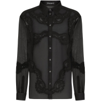 Dolce & Gabbana Men's 'Lace-Embellished Sheer' Shirt