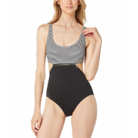 Michael Kors Women's 'Zip-Detail Striped-Top' Swimsuit