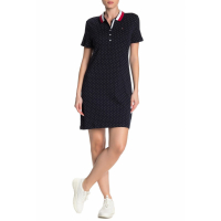 Tommy Hilfiger Women's 'Striped Collar Dot Print' Polo Dress