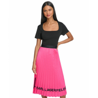 Karl Lagerfeld Paris Women's 'Pleated Logo' Short-Sleeved Dress