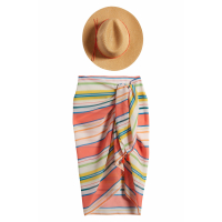 Steve Madden Women's 'Stripe Travel Set' Sarong, Sun Hat