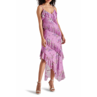 Steve Madden Women's 'Aida Floral Print Ruffle Asymmetric' Midi Dress