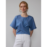 New York & Company Blouse à manches courtes 'Chambray Cross Front Tie Back' pour Femmes
