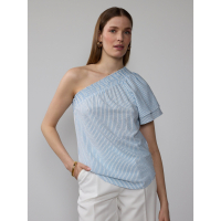 New York & Company Blouse à épaules dénudées 'Seersucker Stripe' pour Femmes