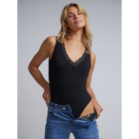 New York & Company 'V Neck Lace Trim' Bodysuit für Damen